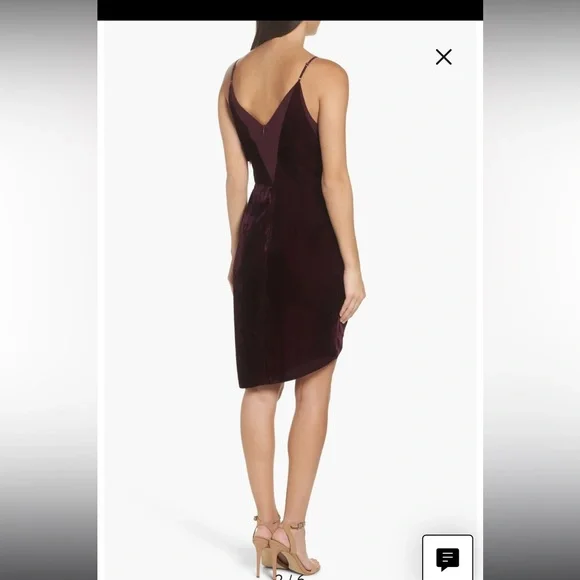 Adelyn Rae Velvet and Mesh Spaghetti Sweetheart neckline Mini Dress Burgundy - Picture 5 of 7